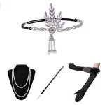 1920´er Gatsby/Charleston accessories/tilbehørssæt, sølv - deluxe